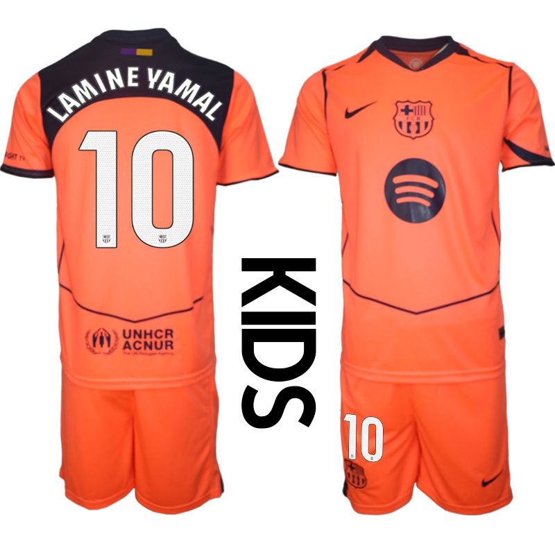 Youth 2025-2026 Club Barcelona away orange #10 Soccer Jersey5->youth soccer jersey->Youth Jersey
